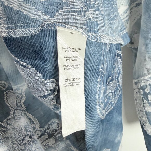 NWT Chico's Tonal Scroll Burnout Jacket Pattern Blue Chico's 2 US Size Large 12 - Picture 10 of 13